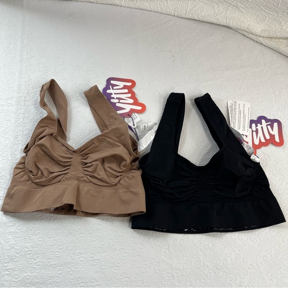 Yitty Nearly Naked Shaping Midi Bra M L New with Tags Set Of 2 Nude and Black